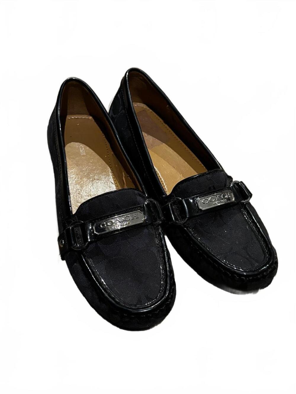 Coach Black Signature Canvas Driving Loafers